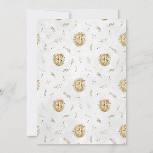 ウッドランドキツネ |森の赤ちゃんシャワー招待状 (裏面)