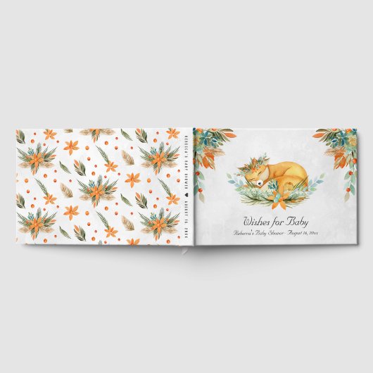ウッドランドキツネ |森林動物の赤ちゃんシャワー ゲストブック (全面)