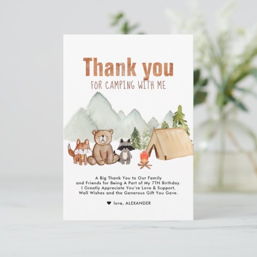 ウッドランドキャンパーズキャンプ誕生日サンキューカード サンキューカード (スタンド正面)