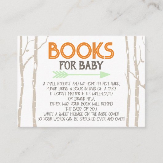 ウッドランドキャンパーブックベビー招待状インサート エンクロージャーカード (正面)