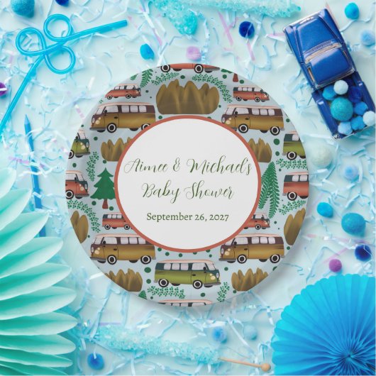 ウッドランドキャンパー男の赤ちゃんシャワー ペーパープレート (パーティー)