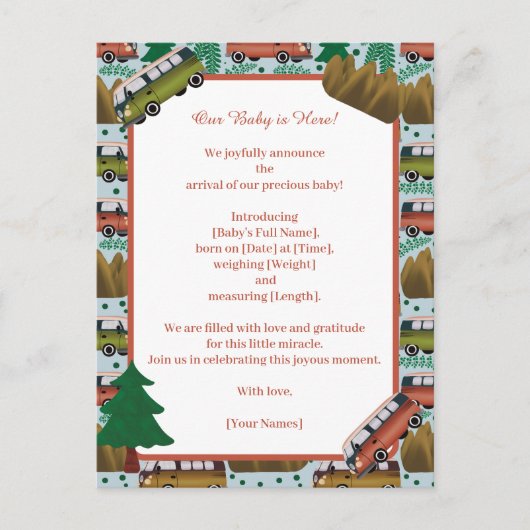 ウッドランドキャンパー男の赤ちゃん 案内ポストカード (正面)