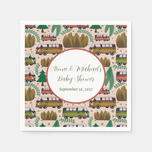 ウッドランドキャンパー赤ちゃんガールシャワー スタンダードカクテルナプキン (正面)