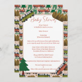 ウッドランドキャンパー赤ちゃんガールシャワー 招待状 (正面/裏面)