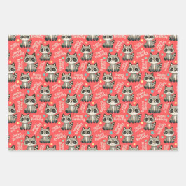 ウッドランドキュートラクーンハッピーバースデー ラッピングペーパーシート