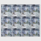 ウッドランドクリスマスとオオカミの包装紙 ラッピングペーパー (フラット)