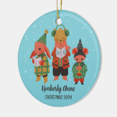ウッドランドクリスマスアニマルスノーウィーウィンターホリデー セラミックオーナメント (左)