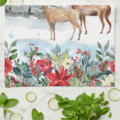 ウッドランドクリスマスシカ キッチンタオル (折り畳み)