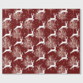 ウッドランドクリスマスディアー – 赤 ラッピングペーパー (フラット)