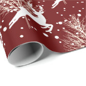 ウッドランドクリスマスディアー – 赤 ラッピングペーパー (ロールコーナー)