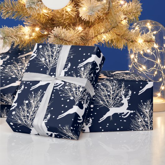 ウッドランドクリスマスディアー – DIY背景色 ラッピングペーパー (クリスマス)