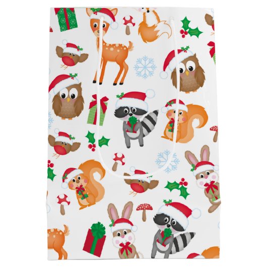 ウッドランドクリスマス動物 ミディアムペーパーバッグ (裏面)