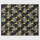 ウッドランドクリスマス金ゴールド鹿DIY背景色 ラッピングペーパー (フラット)