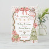 ウッドランドクリスマス雪だるまベビーシャワー招待状 カード (スタンド正面)