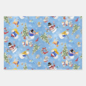 ウッドランドクリスマス雪だるま(鳥)ショウジョウコウカンチョウディアスノーフレーク ラッピングペーパーシート (正面3)