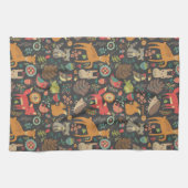 ウッドランドクリッターズコテージコアフォークアート キッチンタオル (横)