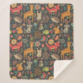 ウッドランドクリッターズコテージコアフォークアート シェルパブランケット (正面)