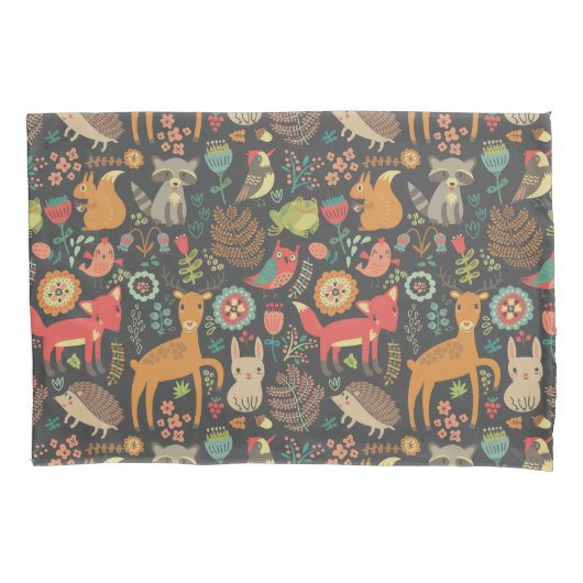 ウッドランドクリッターズコテージコアフォークアート 枕カバー (正面)