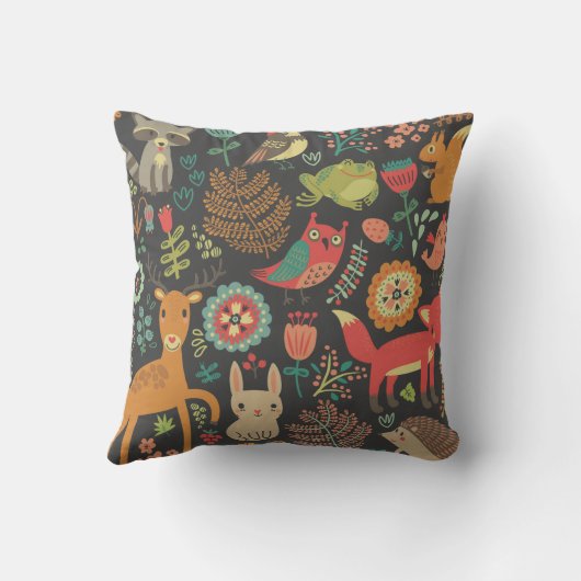 ウッドランドクリッターフォークアート装飾用クッション クッション (裏面)