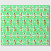 ウッドランドクリーチャーキツネとスノーフレークスクリスマス ラッピングペーパー (フラット)