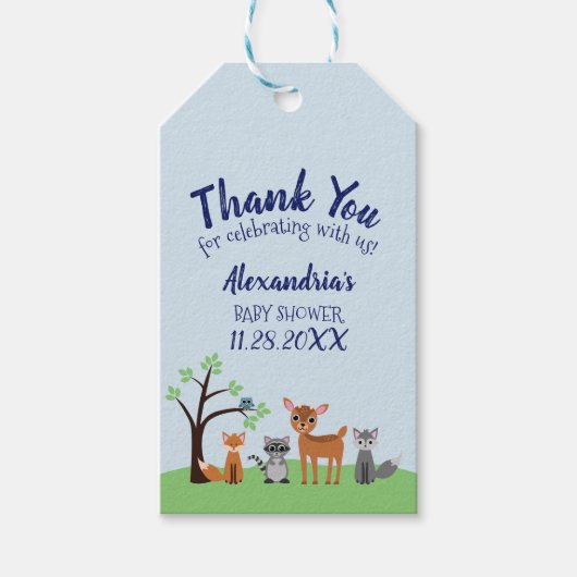 ウッドランドクリーチャーメッセージカード – 森林動物 ギフトタグ (正面)