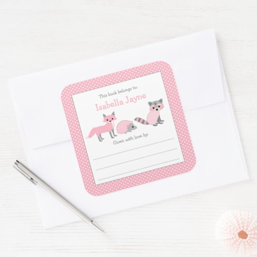 ウッドランドクリーチャー/フォレストアニマルズ蔵書票 スクエアシール (封筒)