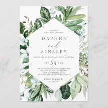 ウッドランドグリーンカジュアル結婚式招待状