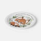 ウッドランドグリーンキツネ1stバースデーベビーシャワー ペーパープレート (アングル)