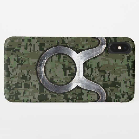 ウッドランドグリーンデジタルカモフラージュ上のタウロスの看板 Case-Mate iPhoneケース (裏面(横))