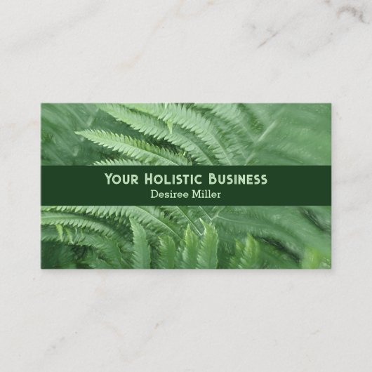 ウッドランドグリーンファーン葉ズホリスティック植物学 名刺 (正面)