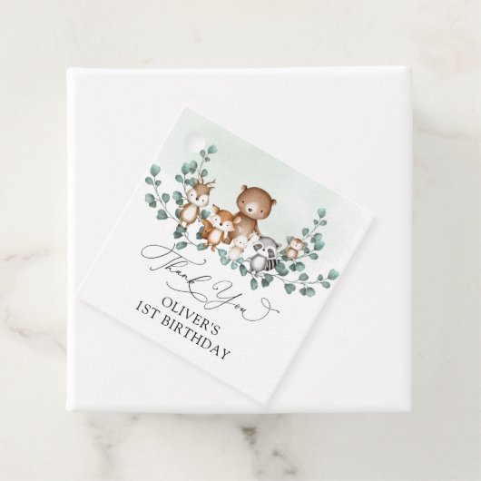 ウッドランドグリーンリーアニマルズ男の赤ちゃん誕生日 フェイバータグ (インサイチュ)