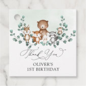 ウッドランドグリーンリーアニマルズ男の赤ちゃん誕生日 フェイバータグ (正面)