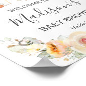 ウッドランドグリーンリーイエローフローラ誕生日ウェルカムP ポスター (角)