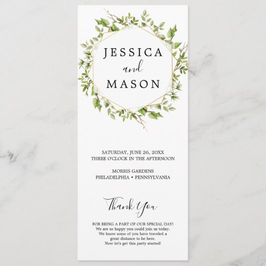 ウッドランドグリーンリー結婚式 プログラム (正面)