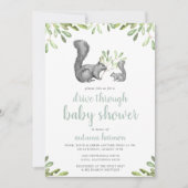 ウッドランドグレーのリスが赤ちゃんのシャワーを通り抜ける 招待状 (正面)