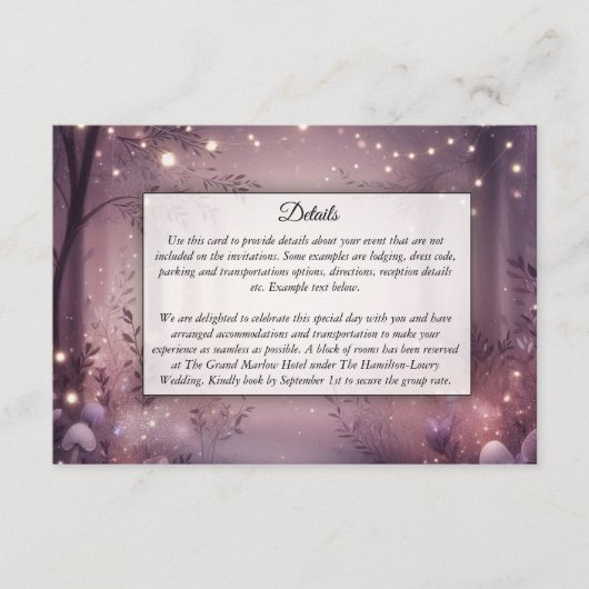 ウッドランドグローのフェアリー結婚ライト エンクロージャーカード (正面)