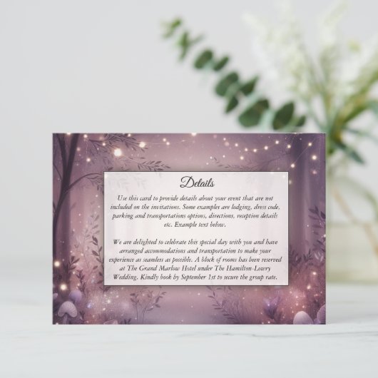 ウッドランドグローのフェアリー結婚ライト エンクロージャーカード (スタンド正面)