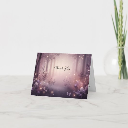 ウッドランドグローのフェアリー結婚ライト サンキューカード (正面)