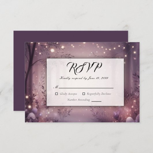 ウッドランドグローのフェアリー結婚ライト 出欠カード (正面/裏面)