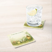 ウッドランドグローベビーシャワー招待状 | ホタル瓶 スクエアペーパーコースター (インサイチュ)