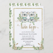 ウッドランドコアラEucalyptusツインボーイズ赤ちゃんシャワー