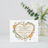 ウッドランドコテージコア木製ハートザデイト 招待状 (スタンド正面)