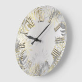 ウッドランドゴールデンファーングレーシルバーローマ数字 ラージ壁時計 (傾斜)