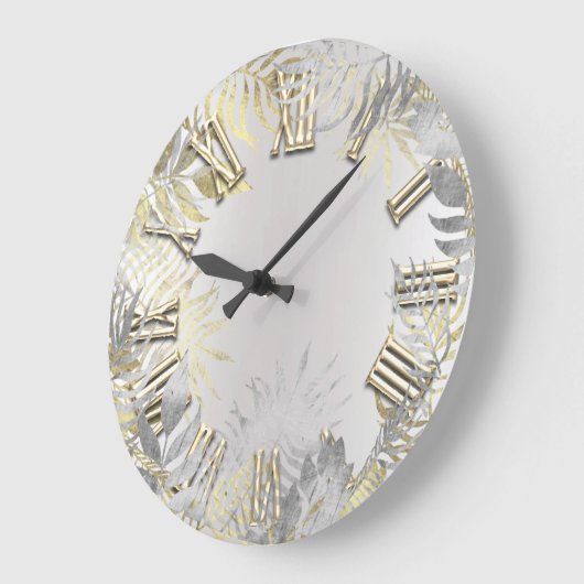ウッドランドゴールデンファーングレーシルバーローマ数字 ラージ壁時計 (傾斜)