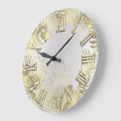 ウッドランドゴールデンファーンフォイルズグレーローマ数字 ラージ壁時計 (傾斜)