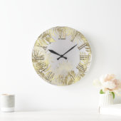 ウッドランドゴールデンファーンフォイルズグレーローマ数字 ラージ壁時計 (ホーム)