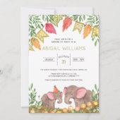 ウッドランドサファリエレファントベビーシャワー招待状 招待状 (正面)