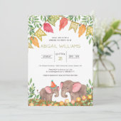 ウッドランドサファリエレファントベビーシャワー招待状 招待状 (スタンド正面)