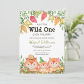 ウッドランドサファリキツネファミリーベビーシャワー招待状 招待状 (スタンド正面)