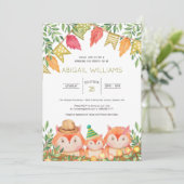 ウッドランドサファリキツネファミリーベビーシャワー招待状 招待状 (スタンド正面)